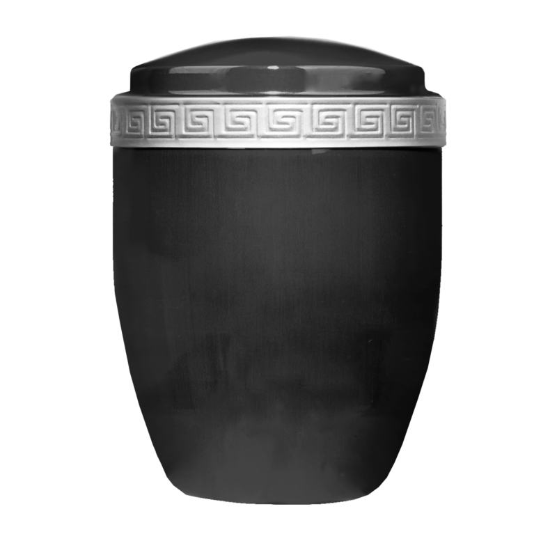 URNAS PARA CENIZAS NEGRO ZATINADO GRECA PLATA