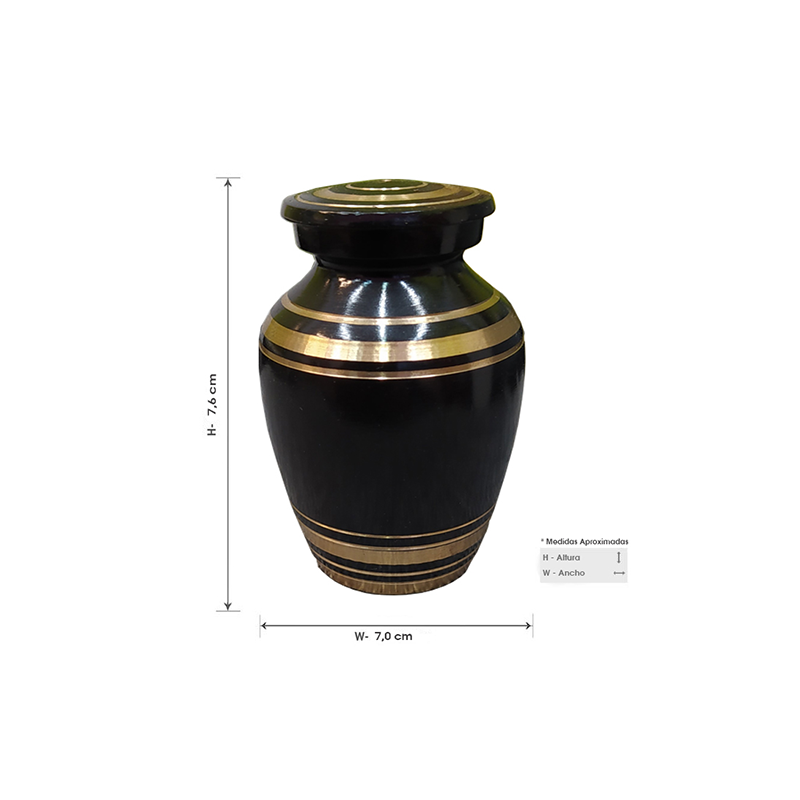 MINI URNA RELICARIO  NEGRO ORO BOLSA 8800