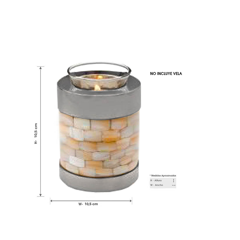 MINI URNA RELICARIO LATON NACAR SOPORTE VELA